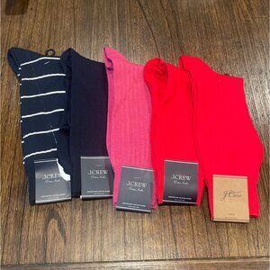 NWT FLAWED - Lot of 5 - J.Crew Men's Dress Socks Navy Red Pink